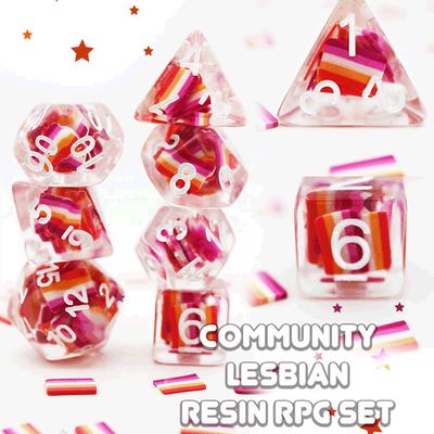 fb DICE SET 7 RESIN DICE FOR ALL LESBIAN FLAG
