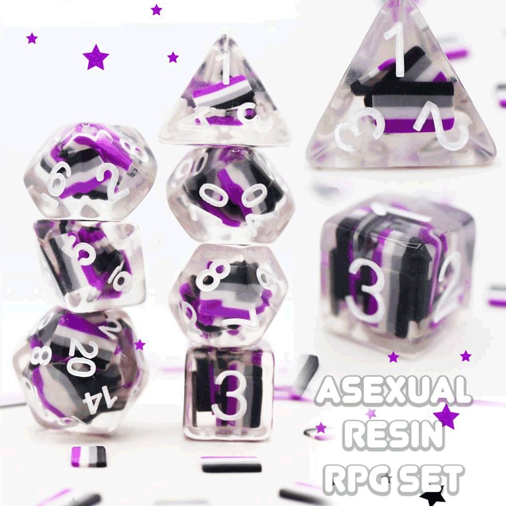 fb DICE SET 7 RESIN DICE FOR ALL ASEXUAL FLAG