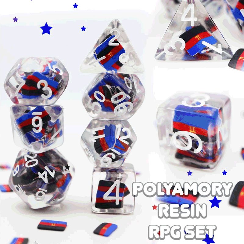 fb DICE SET 7 RESIN DICE FOR ALL POLYAMORY FLAG