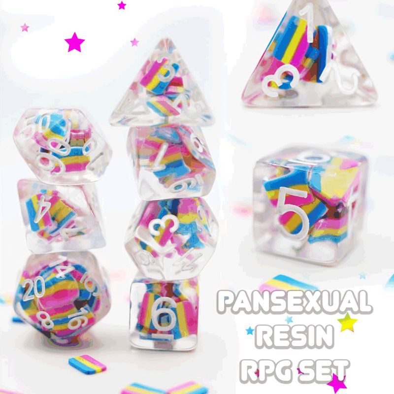 fb DICE SET 7 RESIN DICE FOR ALL PANSEXUAL FLAG