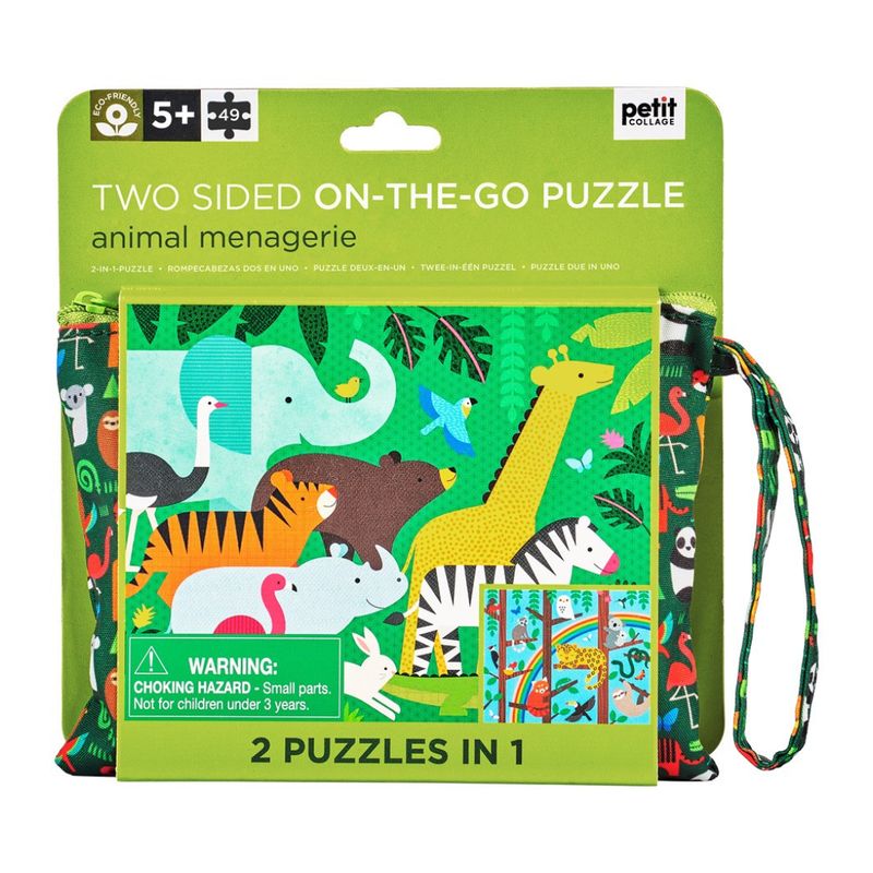 PC49 2-SIDED ON-THE-GO PUZZLE - ANIMAL MENAGERIE