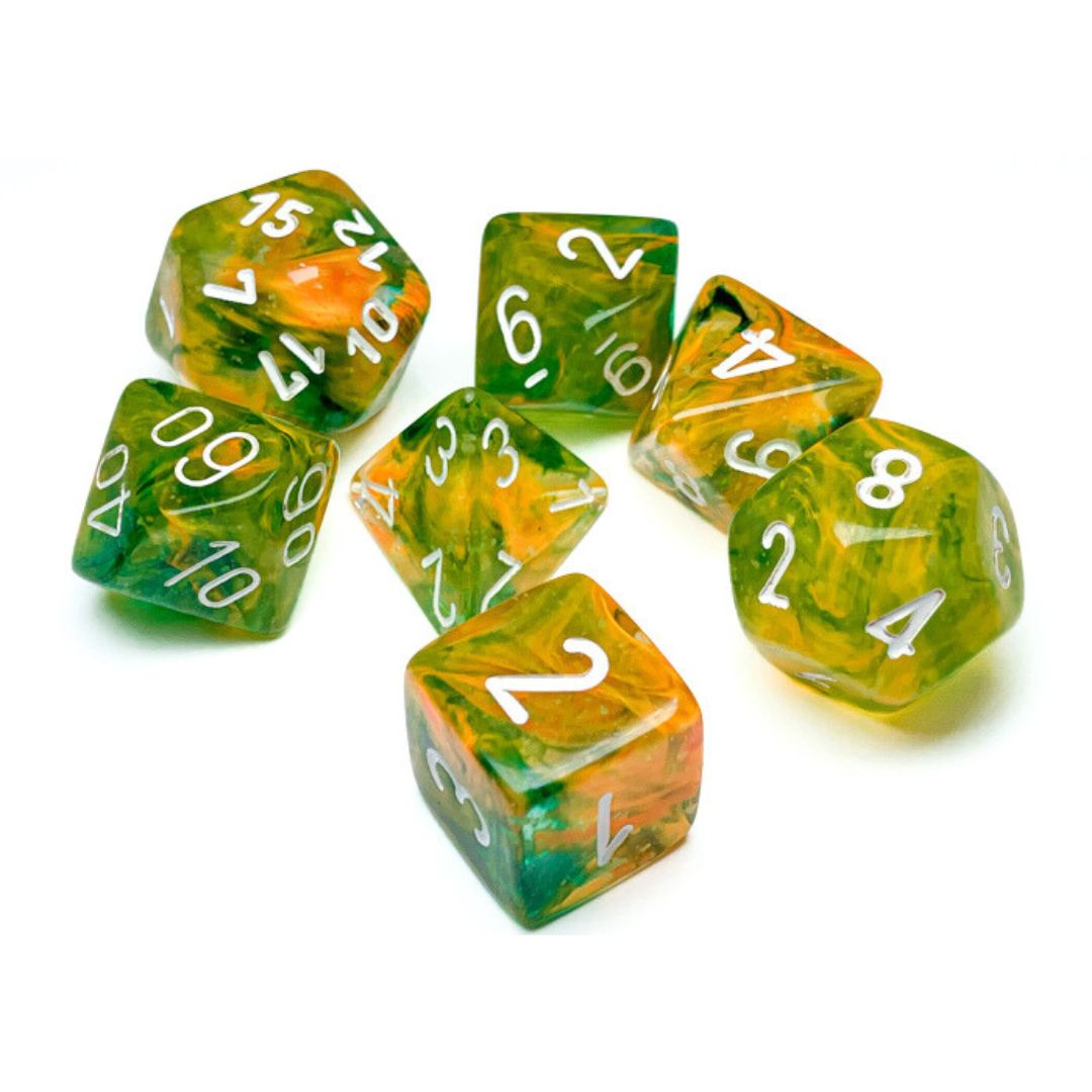 chx DICE SET 7 NEBULA SPRING w/ WHITE LUMINARY
