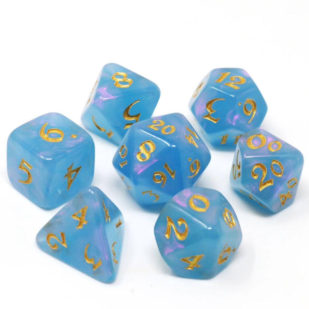 dh DICE SET 7 ELESSIA MOONSTONE RUMARA w/ GOLD