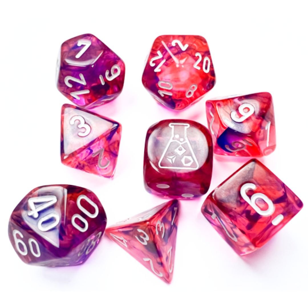chx DICE SET 7+1 LAB NEBULA BLACK LIGHT SPECIAL w/ WHITE
