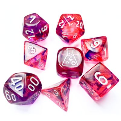 chx DICE SET 7+1 LAB NEBULA BLACK LIGHT SPECIAL w/ WHITE