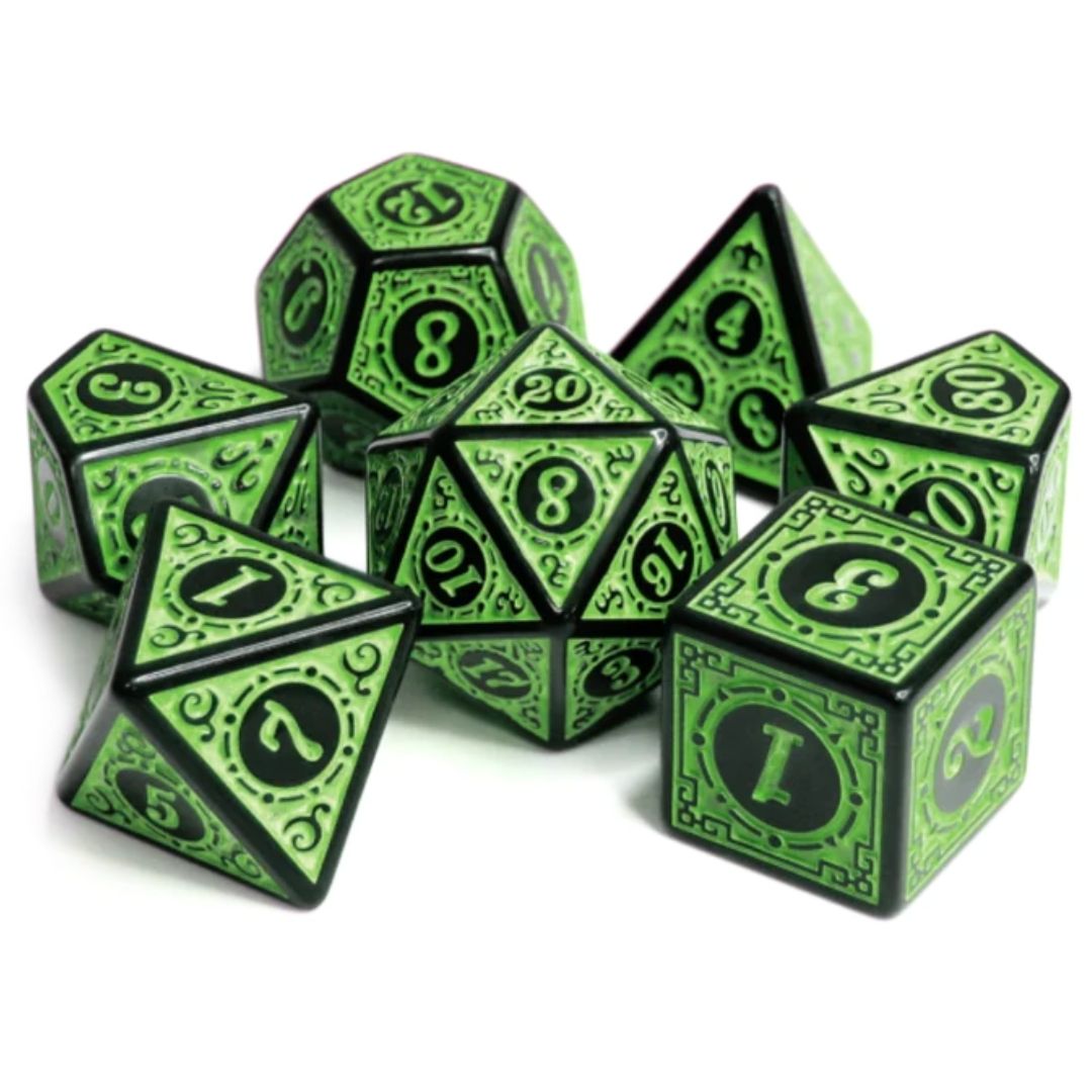 fb DICE SET 7 MAGIC FLAME GREEN