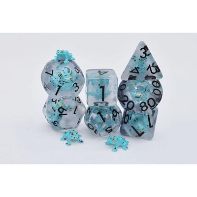 fb DICE SET 7 RESIN BLUE POISON FROG RPG