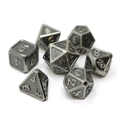 dh DICE SET 7 METAL MYTHICA BATTLEWORN SILVER