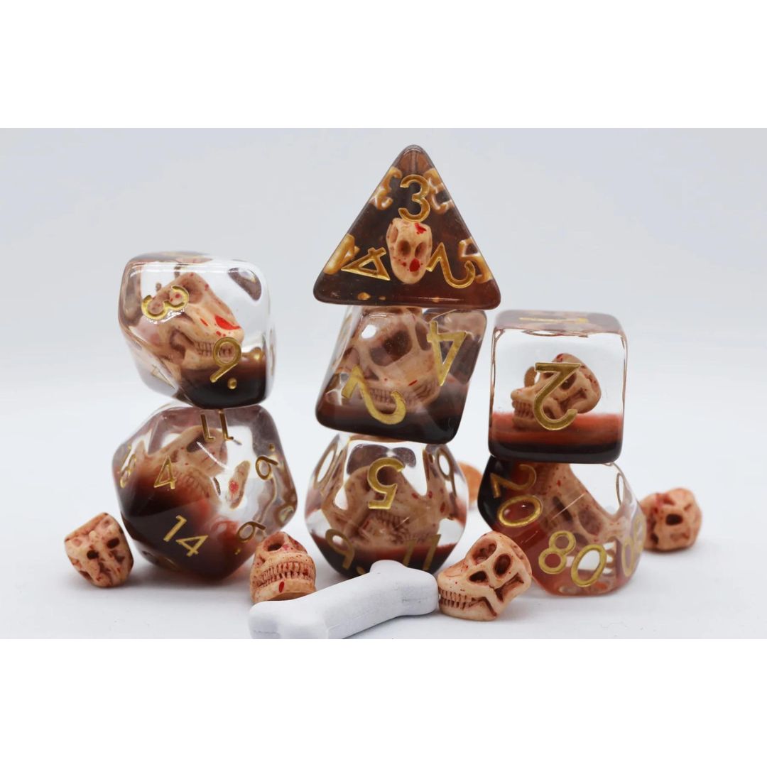 fb DICE SET 7 RESIN DINO FOSSIL
