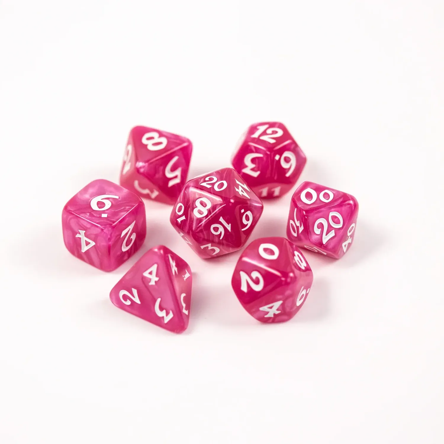 dh DICE SET 7 ELESSIA ESSENTIALS PINK w/ WHITE