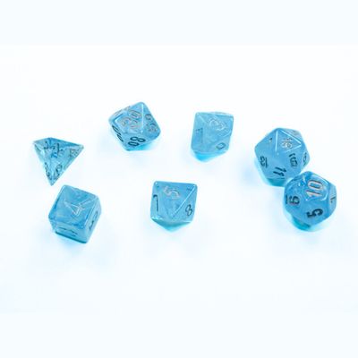 chx DICE SET 7 MINI LUMINARY SKY w/ SILVER