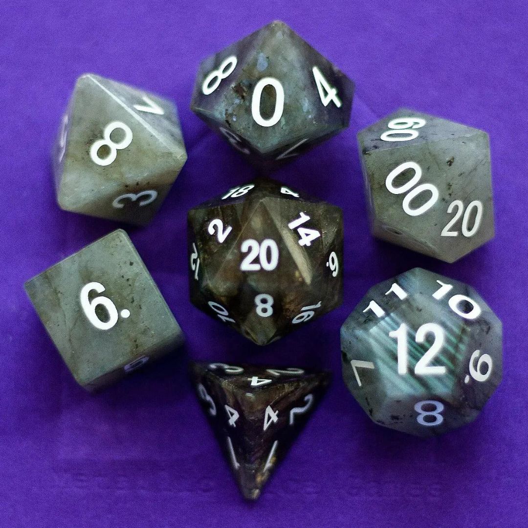 fr DICE SET 7 STONE LABRADORITE