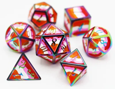 fb DICE SET 7 METAL LESBIAN PRIDE FLAG