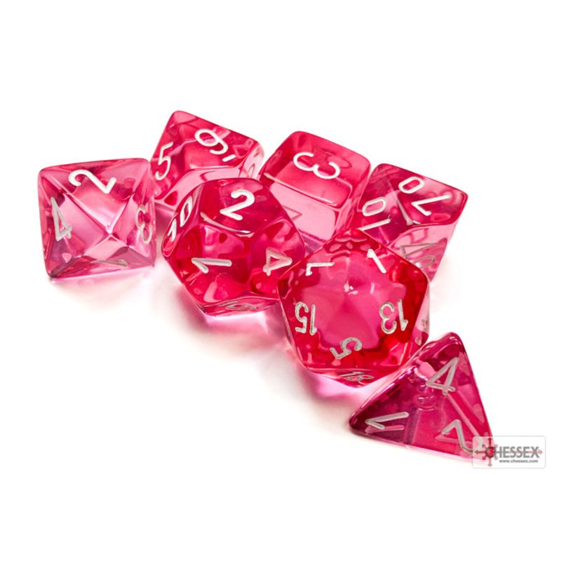 chx DICE SET 7 TRANSLUCENT PINK