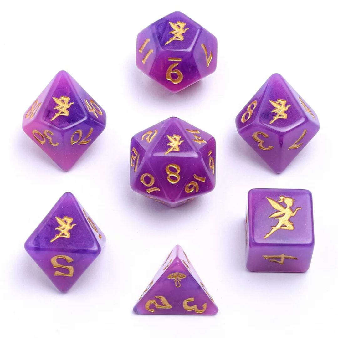 hym DICE SET 7 WYRMFORGED ROLLERS - PIXIE DUST GOLD (Glow-in-the-Dark)