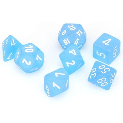 chx DICE SET 7 MINI FROSTED CARIBBEAN BLUE