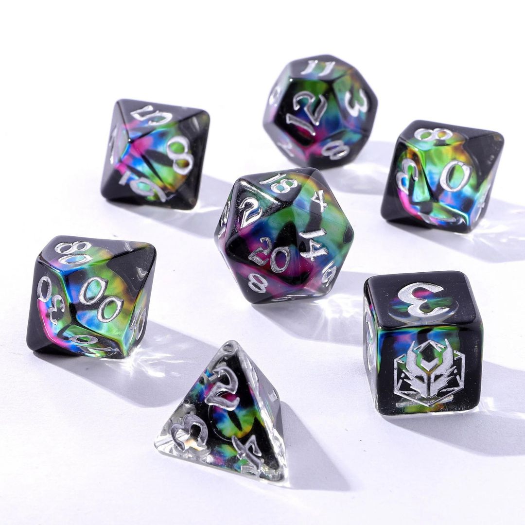 hym DICE SET 7 WYRMFORGED ROLLERS - DRAGON EYE CHROMATIC