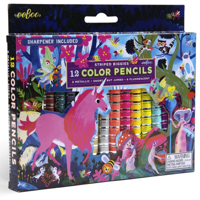 COLOR PENCILS: STRIPED BIGGIES (12) - MAGICAL CREATURES