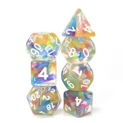 fb DICE SET 7 RESIN RAINBOW RIBBON