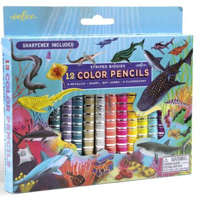 COLOR PENCILS: STRIPED BIGGIES (12) - SHARK