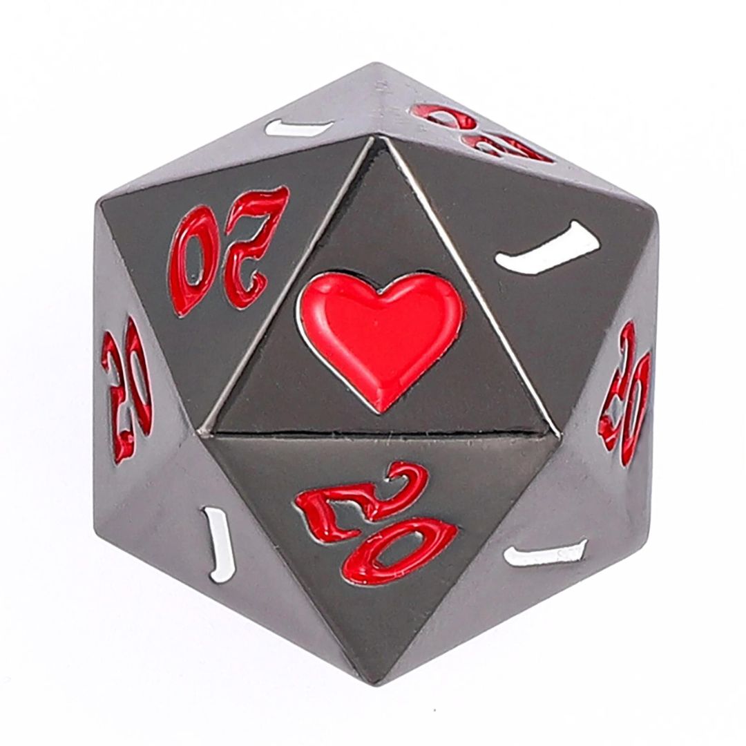 DICE D20 METAL CRITICAL SINGLE - GUNMETAL