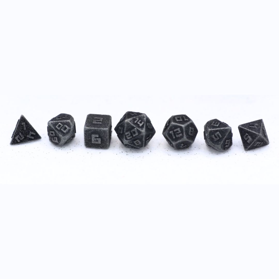 hym DICE SET 7 METAL MINI 10mm ANCIENT SILVER