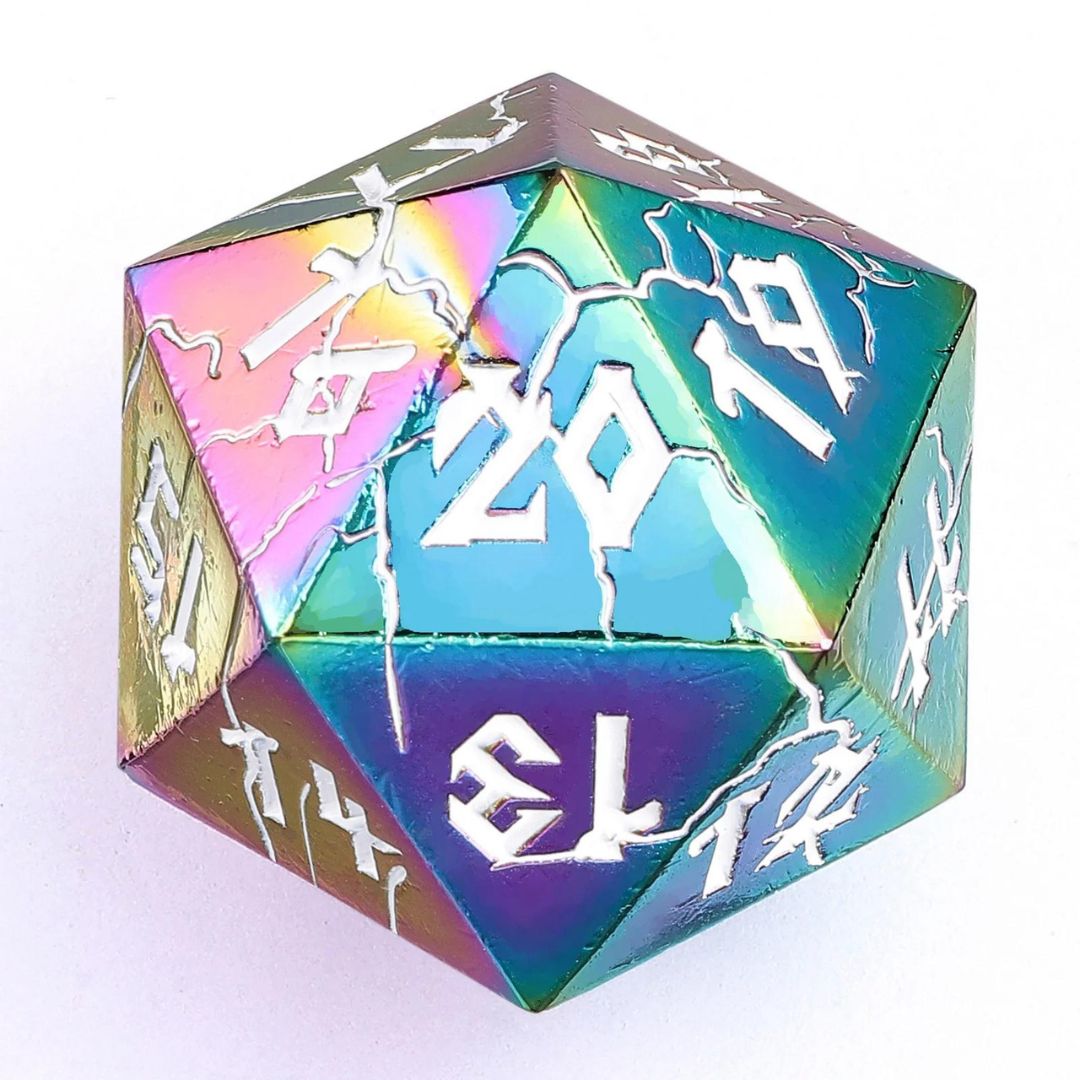 METAL D20 BARBARIAN 35mm SPIN DOWN - CHROMATIC RAINBOW