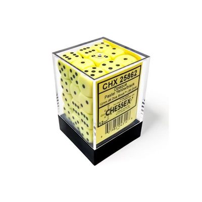 DICE SET D6 12mm OPAQUE PASTEL YELLOW w/ BLACK