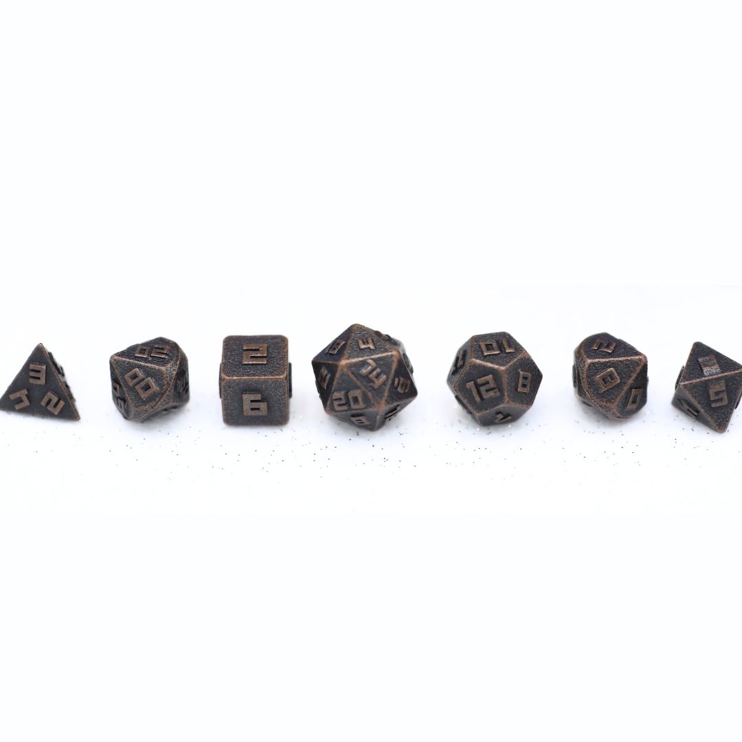 hym DICE SET 7 METAL MINI 10mm ANCIENT COPPER