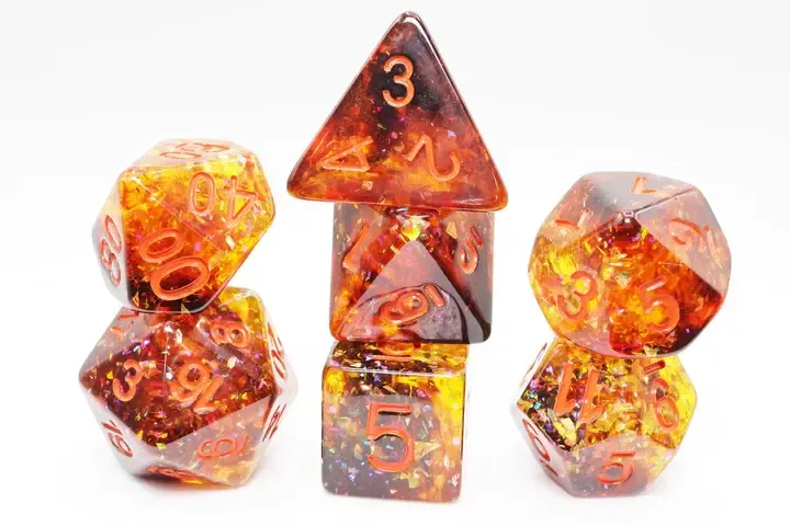 fb DICE SET 7 PUMPKIN LIGHT
