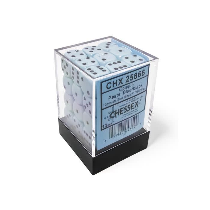 DICE SET D6 12mm OPAQUE PASTEL BLUE w/ BLACK