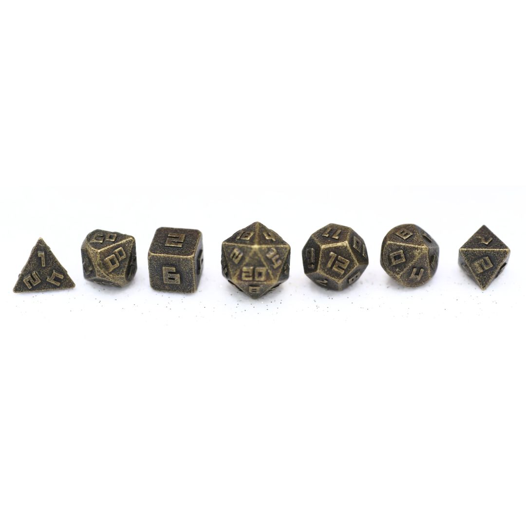 hym DICE SET 7 METAL MINI 10mm ANCIENT GOLD