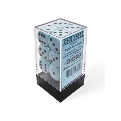 DICE SET D6 16mm OPAQUE PASTEL BLUE w/ BLACK