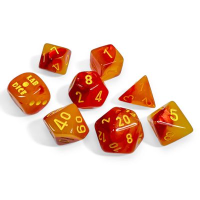 chx DICE SET 7+1 LAB GEMINI GELLOW-RED w/ YELLOW