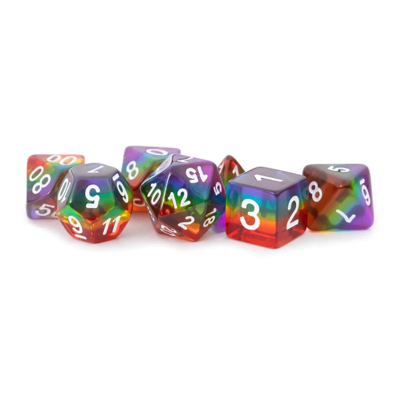 fr DICE SET 7 TRANSLUCENT RAINBOW