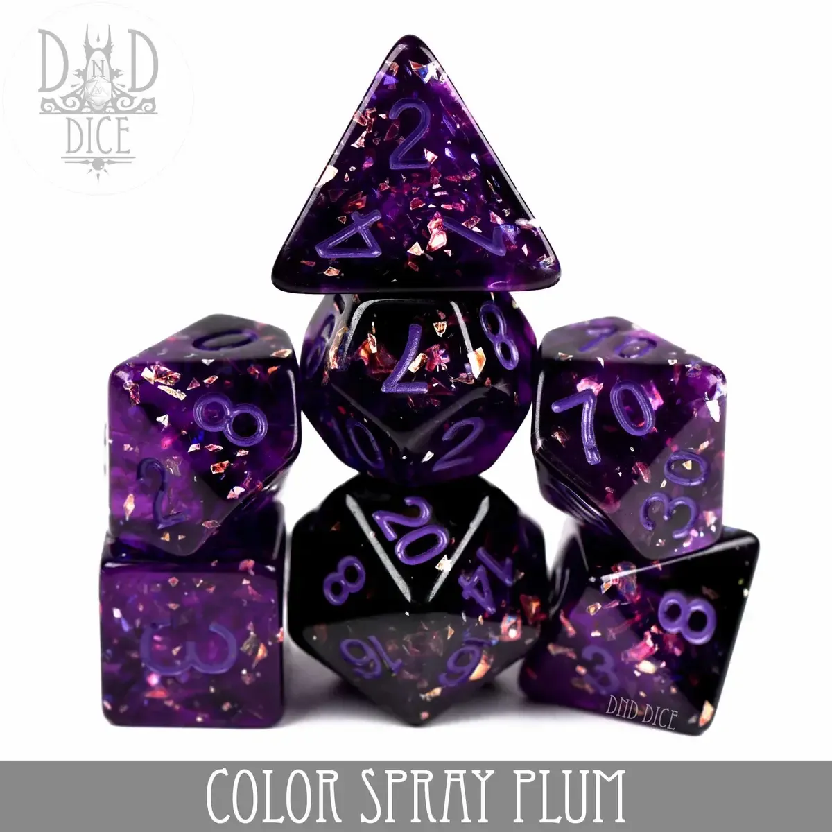 dnd DICE SET 7 COLOR SPRAY PLUM