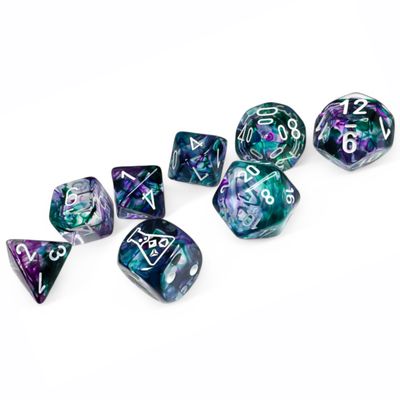 chx DICE SET 7+1 LAB NEBULA FLUORITE w/ WHITE