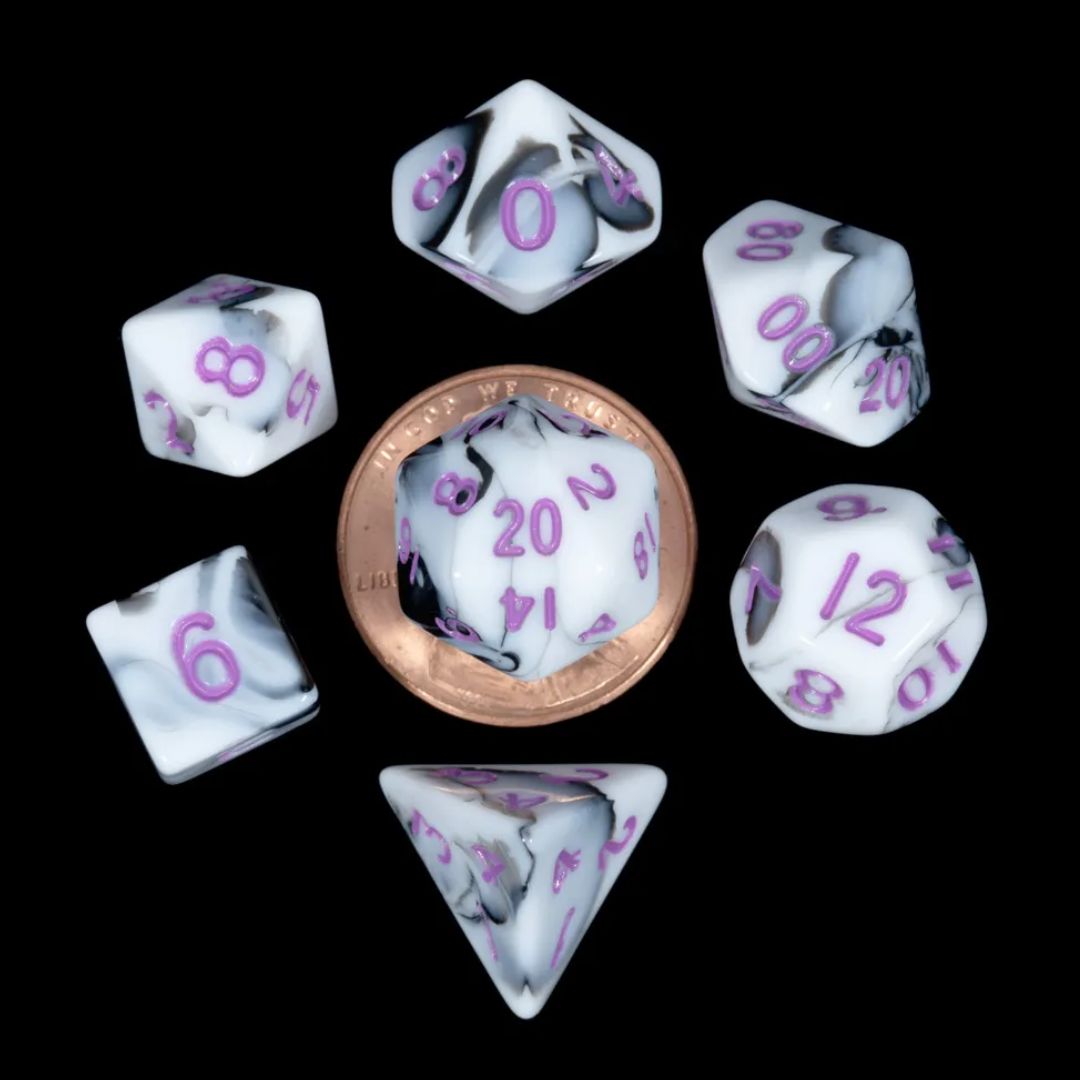 fr DICE SET 7 MINI MARBLE w/ PURPLE
