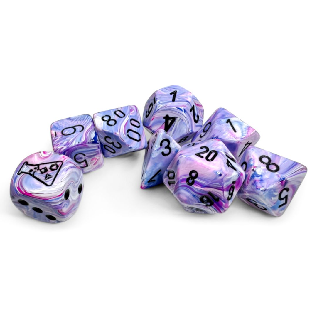 chx DICE SET 7+1 LAB FESTIVE HYDRANGEA w/ BLACK