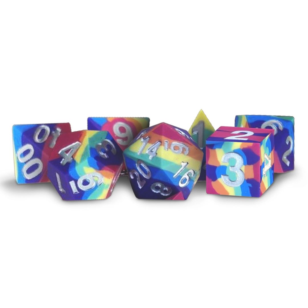 fr DICE SET 7 SILICONE RAINBOW