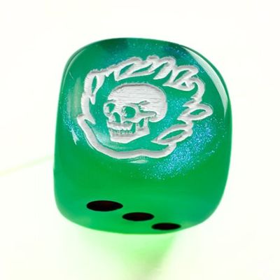 CUSTOM D6 16mm FLAMING SKULL (Assorted Colors)