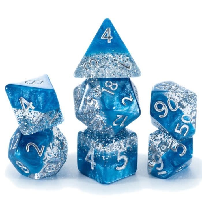gk DICE SET 7 HALFSIES GLITTER - BLUE