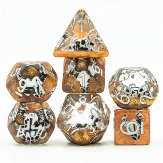fb DICE SET 7 RESIN DESERT BULL HEAD