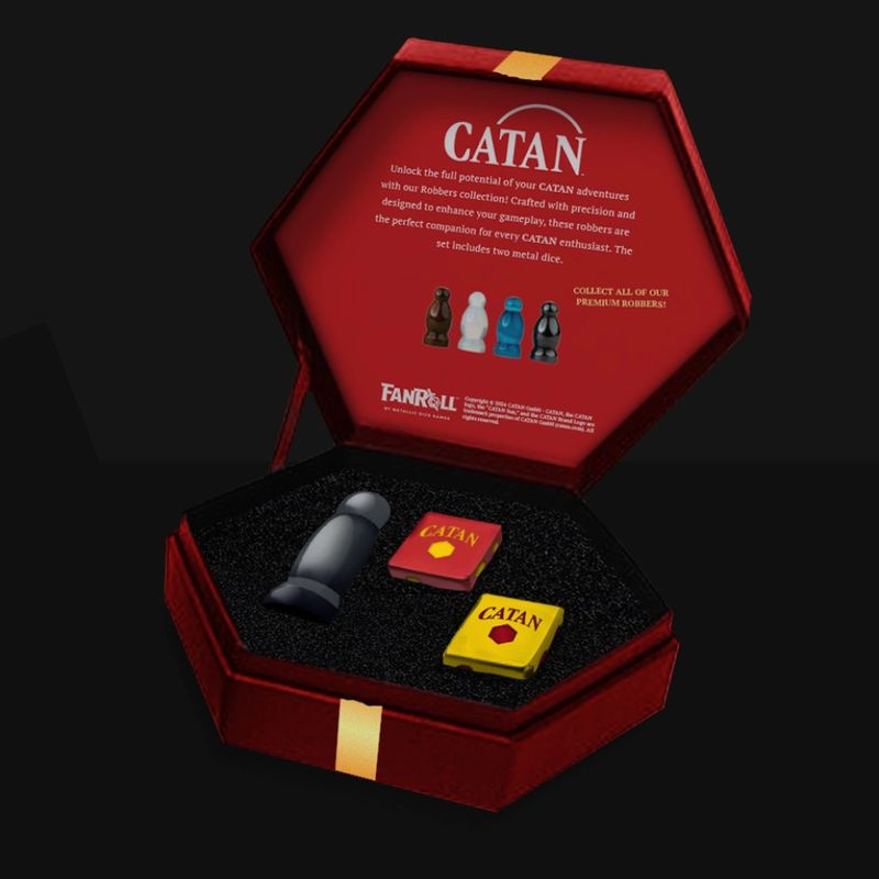 CATAN PREMIUM METAL DICE SET w/ HEMATITE ROBBER