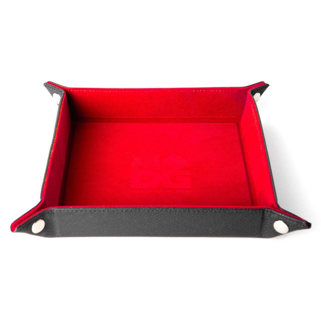 DICE TRAY SQUARE FOLDING VELVET RED
