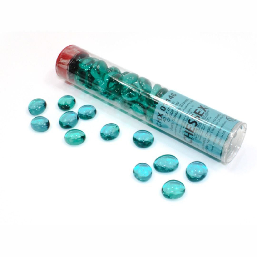GLASS GAMING STONES TEAL
