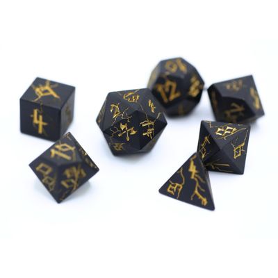 hym DICE SET 7 METAL BARBARIAN MATTE BLACK w/ GOLD