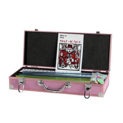 MAH JONG WESTERN PINK CASE w/PUSHERS &amp; WHITE TILES