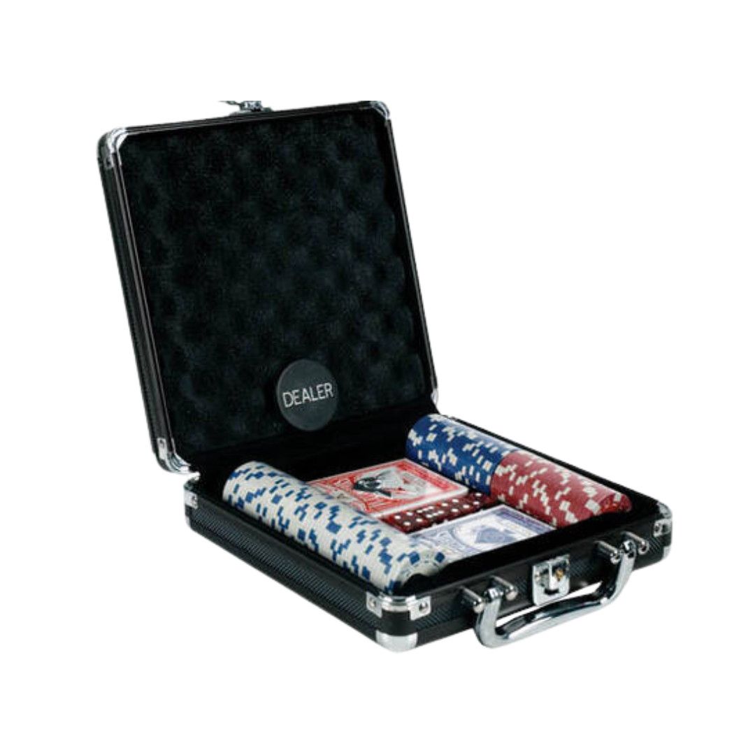 POKER CHIP SET 100 11G w/DICE PRINT in BLACK CASE