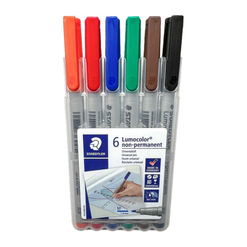 WATER SOLUBLE MARKER PEN 1.0mm COLOR 6-Pack